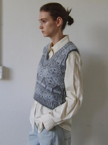 SUPERFINE WOOL NORDIC VEST - GREY - Enor - Modalova