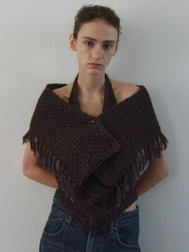 ITALY FABRIC] FRINGE SHAWL MUFFLER - Enor - Modalova