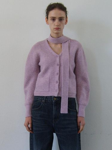 MUFFLER KNIT CARDIGAN - PINK - Enor - Modalova