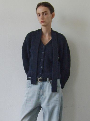 MUFFLER KNIT CARDIGAN - NAVY - Enor - Modalova