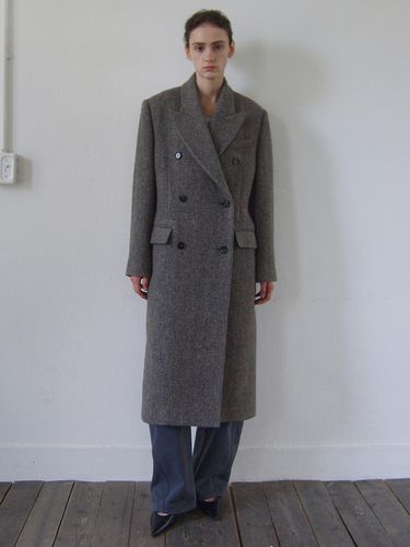 DOUBLE BREASTED TAILORED HERRINGBONE COAT - Enor - Modalova