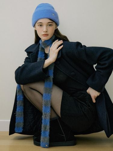 EOT FLUFFY SINGLE WOOL MID-LENGTH COAT_NAVY - REORG - Modalova