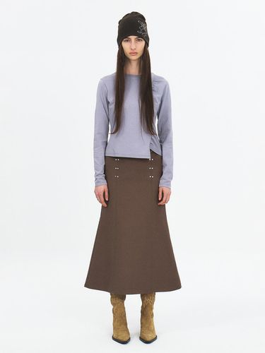 STUD COTTON MIDI SKIRT (KHAKI) - SEALOT - Modalova