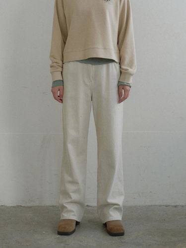 Straight Fit Brushed Cotton Pants [Cream] - Monochrome - Modalova