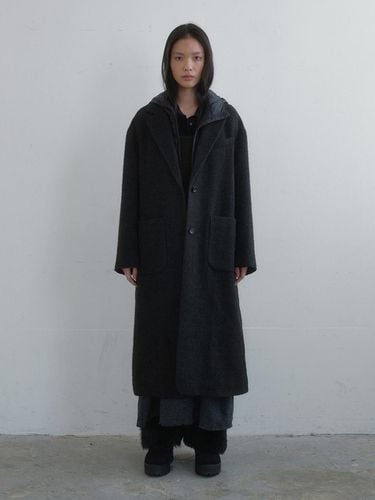 Maxi Length Two-Button Padded Long Coat [Charcoal] - Monochrome - Modalova