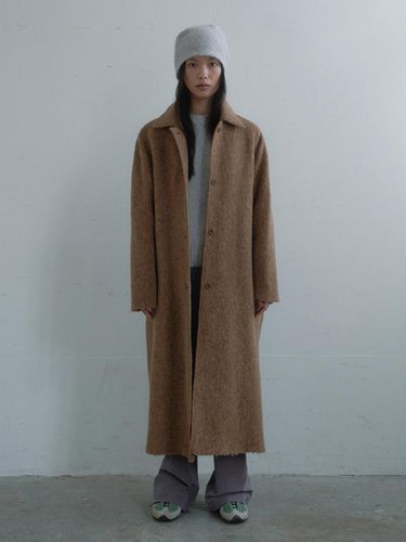 Wool Blend Boucle Maxi Coat [Brown] - Monochrome - Modalova