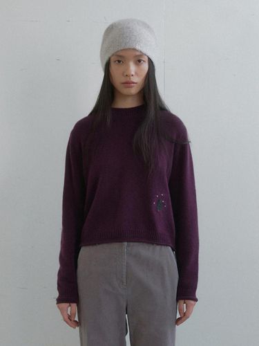 Cashmere Wool Round Neck Pullover [PURPLE] - Monochrome - Modalova