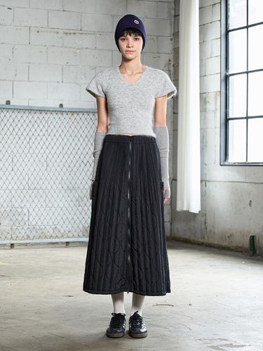 Zip-Up Quilting Long Pleated Padded Skirt_AI10WNPS - yoyoyoy - Modalova