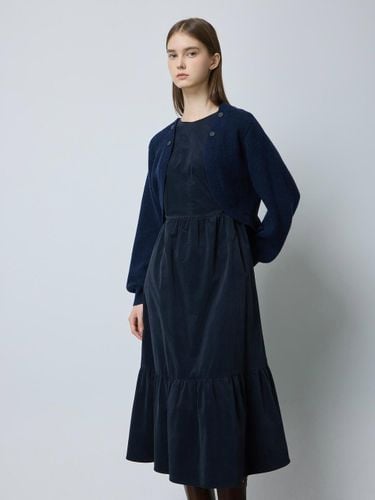 Knit Bolero Tiered Corduroy Long Dress [Dark Navy] (DN_C244PSE052) - CC collect - Modalova