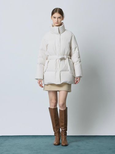 Belted Half Length Embossed Texture Down Jacket (CR_C244PSG190) - CC collect - Modalova