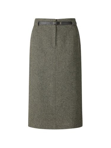 Belted Herringbone H-Line Wool Blend Skirt (KA_C244MSD031) - CC collect - Modalova