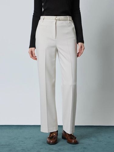 Belted Slim Straight Fleece-Lined Pants [Beige] (IV_C244MSA031) - CC collect - Modalova