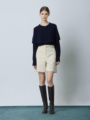 Cape Wool Round Neck Cardigan [Navy] (NY_C244KSL035) - CC collect - Modalova