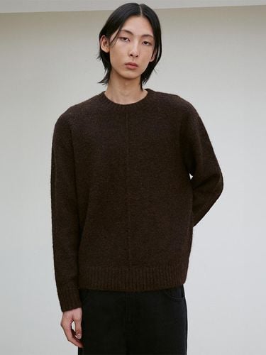 Unisex Wool Blend Ribbed Crew Neck Top [Brown] - RE RHEE - Modalova