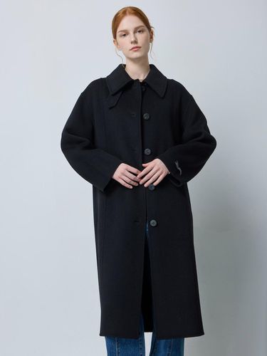 Handmade Single Wool-Cashmere Detachable Collar Coat [Black] (C244MSG165) - CC collect - Modalova