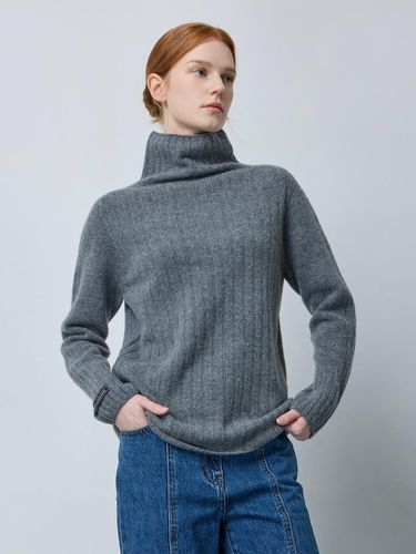 Cashmere Blend Ribbed Loose Fit Turtleneck Pullover [Gray] (GR_C244KSK132) - CC collect - Modalova