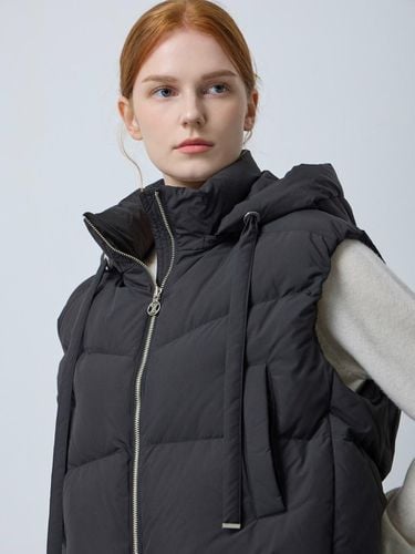 Hooded Semi-Cropped Down Vest [Black] (C244PSB181) - CC collect - Modalova