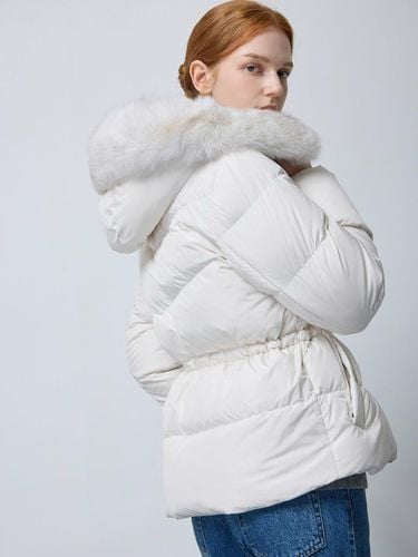 Hooded Fur String Short Premium Down Jacket [Ivory] (C244PSG185) - CC collect - Modalova