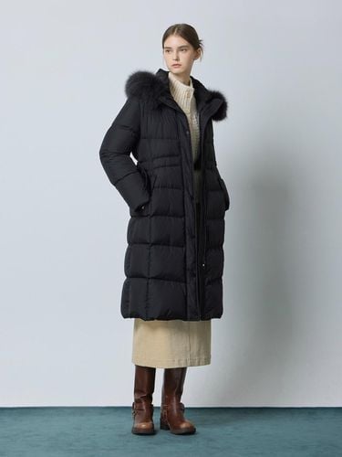 Faux Fur Slim Long Down Belted Coat [Black] (BK_C244PSG831) - CC collect - Modalova