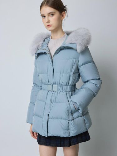 Faux Fur Belted Half Length Down Coat [Light Blue] (LB_C244PSG801) - CC collect - Modalova