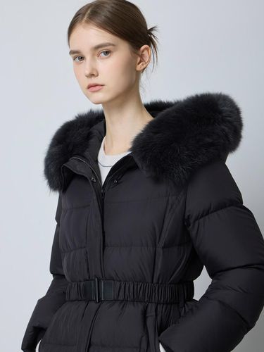 Faux Fur Belted Half Down Coat [Black] (C244PSG801) - CC collect - Modalova