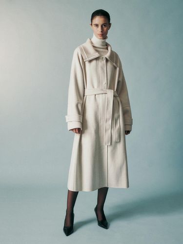 Cashmere Wool Blend Relaxed Fit Maxi Coat [Ivory] - RE RHEE - Modalova