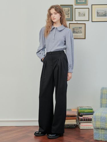 BLACK PINTUCK SLACKS - ILLUSTRIS ILLUSION - Modalova