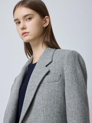 Alpaca Blend Herringbone Single Button Jacket [Gray] (GR_C244MSF032) - CC collect - Modalova