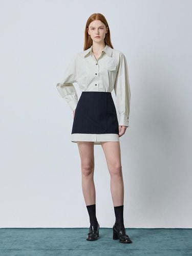 Wool Stripe Wrap Mini Skirt (DN_C243MSD201) - CC collect - Modalova