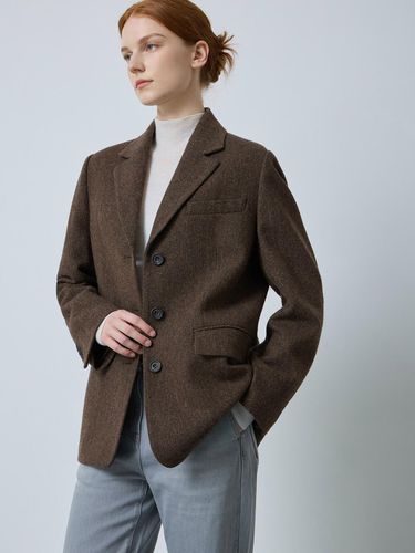 Herringbone Single 3-Button Wool-blend Jacket [Brown] (BR_C243MSF104) - CC collect - Modalova