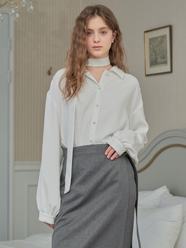 WHITE TIE BLOUSE - ILLUSTRIS ILLUSION - Modalova