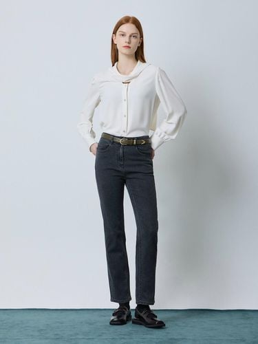 High-rise Slim Cotton Dark Gray Pants (DG_C243PSA402) - CC collect - Modalova