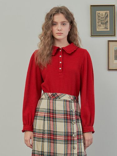 RED FRILL WOOL BLOUSE - ILLUSTRIS ILLUSION - Modalova