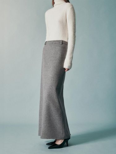 Handmade Cashmere Wool Blend Maxi Skirt [Gray] - RE RHEE - Modalova