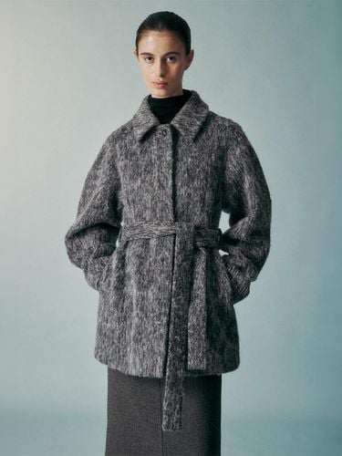 Wool Blend Hidden Button Belted Jacket - RE RHEE - Modalova