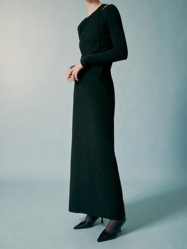 Handmade Cashmere Wool Blend Slim Maxi Skirt [Black] - RE RHEE - Modalova