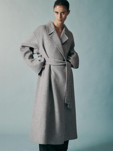 Camel Silk Blend Relaxed Fit Coat [Gray] - RE RHEE - Modalova