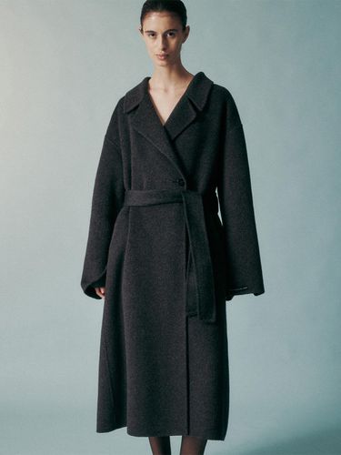 Silk Blend Handmade Clean-Falling Coat [Dark Gray] - RE RHEE - Modalova