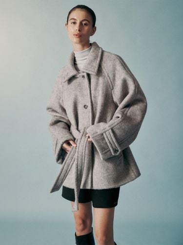 Wool Blend Belted Half Coat [Gray] - RE RHEE - Modalova