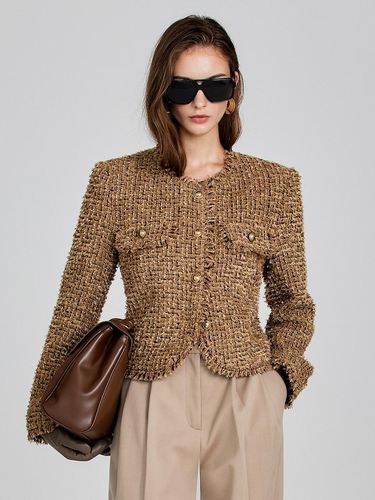 Gold pearl wool tweed jacket - MOONT - Modalova