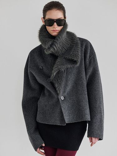 Fur Collar Wool Short Jacket - MOONT - Modalova