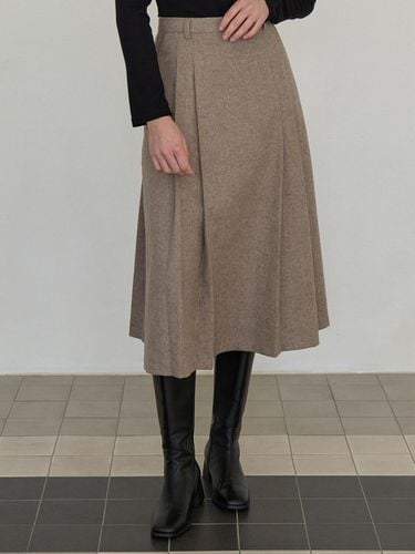 Wool Pleated Belt Loop Skirt [Gray] (amr1952) - Amour moier - Modalova