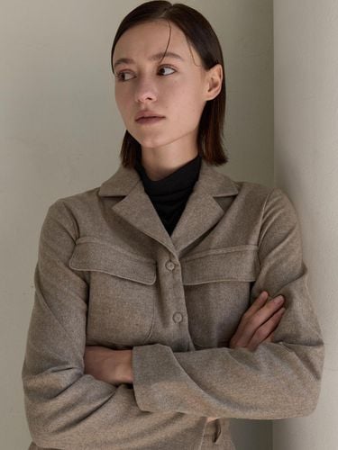 Wool Pocket Collar Shirt [Grey] (amr1967) - Amour moier - Modalova