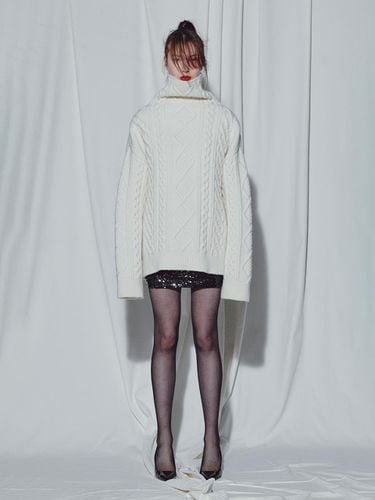 HIGH NECK CABLE KNIT SWEATER - MUNN - Modalova