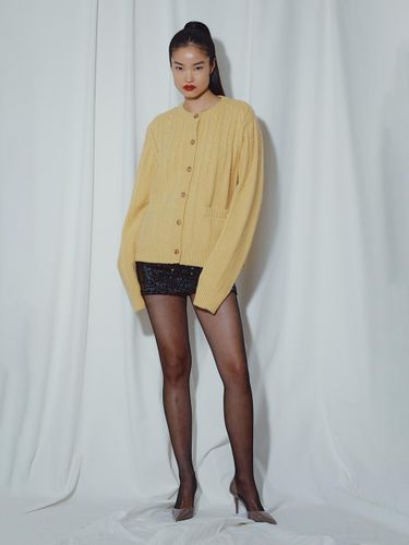 YELLOW GRADIENT CREW NECK CARDIGAN - MUNN - Modalova