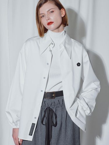 WHITE GATHERED SLEEVE SHIRT AND TIE - MUNN - Modalova