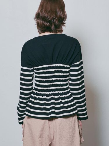 STRIPE SMOCKED WAIST LOGO LONGSLEEVE - MUNN - Modalova