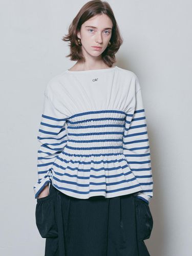 STRIPE SMOCKED WAIST LOGO LONGSLEEVE - MUNN - Modalova