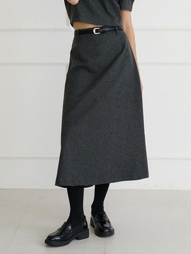 A line wool skirt charcoal [T44] - bibyseob - Modalova