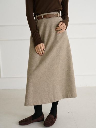 A line wool skirt ash beige [T44] - bibyseob - Modalova